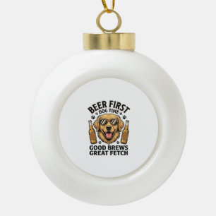 Golden Retriever Bier-Shirt Lustiger Hunde-Liebhab Keramik Kugel-Ornament