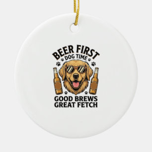 Golden Retriever Bier-Shirt Lustiger Hunde-Liebhab Keramik Ornament