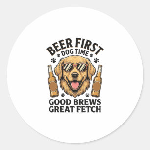 Golden Retriever Bier-Shirt Lustiger Hunde-Liebhab Runder Aufkleber