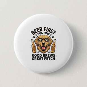 Golden Retriever Bier-Shirt Lustiger Hundeliebhabe Button