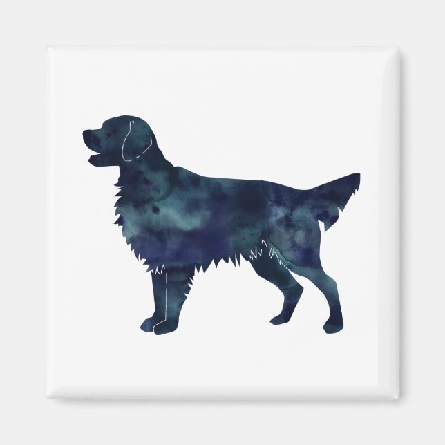 Golden Retriever Black Watercolor Silhouette Magnet (Vorne)