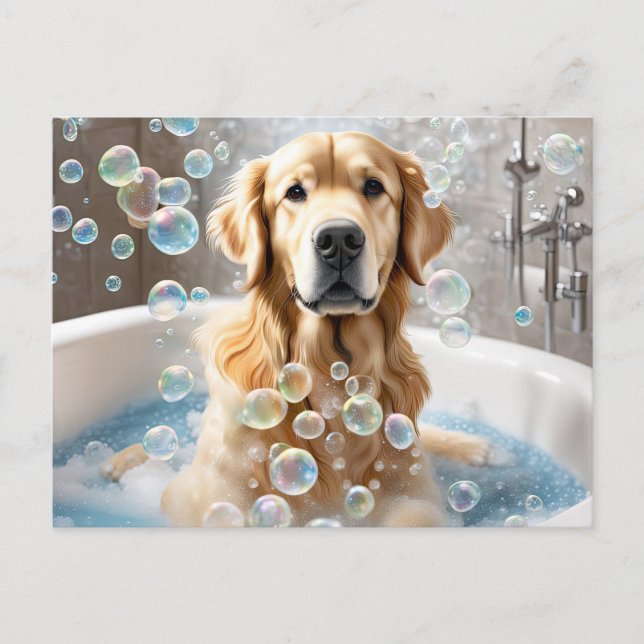 Golden Retriever Blase Bath Postkarte (Vorderseite)