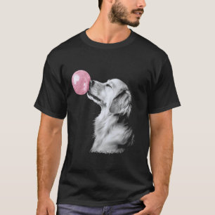 Golden Retriever bläst rosa Kaugummi T-Shirt
