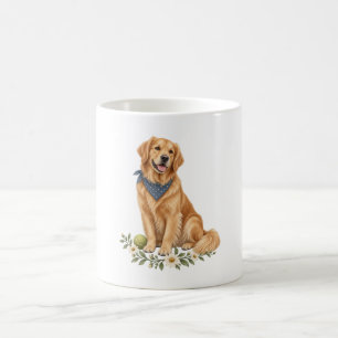 Golden Retriever Blaue Bandana und Tennisball-Tass Kaffeetasse