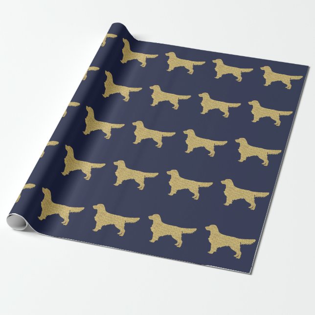 Golden Retriever | Blaue Goldmedaille für Glitzer Geschenkpapier (Ungerollt)