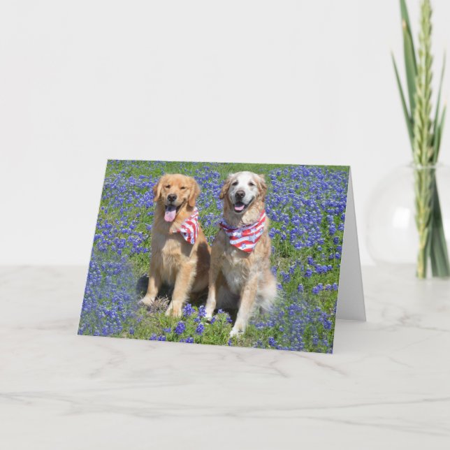 Golden Retriever Blue Bonnet Card Karte (Vorderseite)