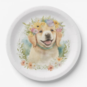 Golden Retriever, Blues Laurel Wreath Pappteller