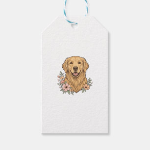 Golden Retriever Blumenvintage Gravur Design_1 Geschenkanhänger
