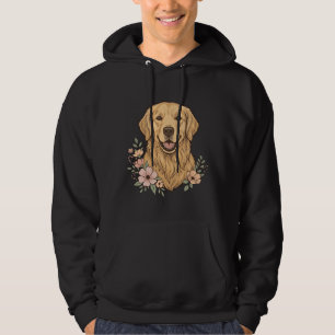 Golden Retriever Blumenvintage Gravur Design_1 Hoodie