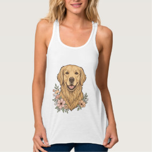 Golden Retriever Blumenvintage-Prägungsdesign_1 Tank Top