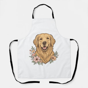 Golden Retriever Blumenvintage-Stichdesign_1 Schürze