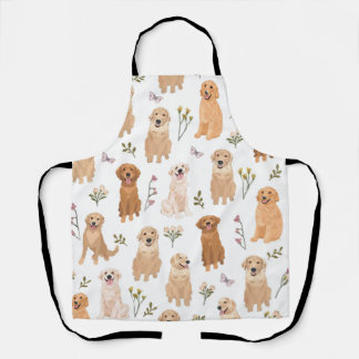 Golden Retriever Blumiges Muster | Süßer Hund & Wi Schürze