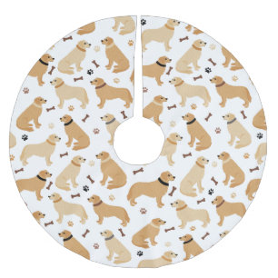Golden Retriever Bones and Paws Brushed Polyester  Polyester Weihnachtsbaumdecke