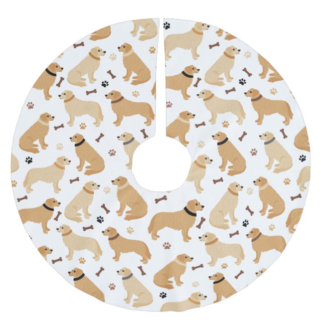 Golden Retriever Bones and Paws Brushed Polyester  Weihnachtsbaumdecke (Vorderseite)