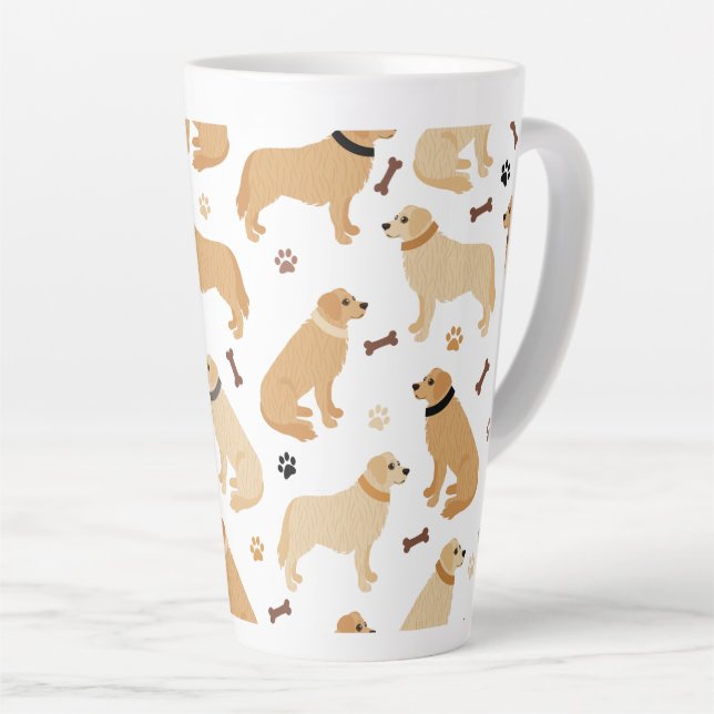 Golden Retriever Bones and Paws Latte Mug Milchtasse (Rechte Ecke)