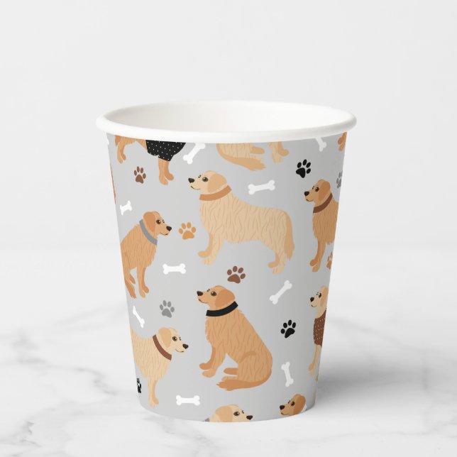 Golden Retriever Bones and Paws Paper Cups Pappbecher (Vorderseite)