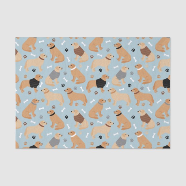 Golden Retriever Bones and Paws Seidenpapier (Vorderseite)