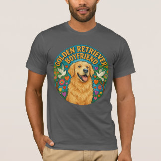 Golden Retriever Boyfriend Funny Retro Dog Lover T-Shirt
