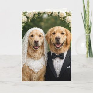 Golden Retriever Brie and Groom Herzlichen Glückwu Karte