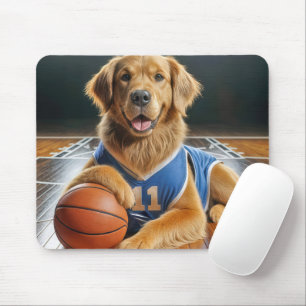 Golden Retriever Bsketball Player Mousepad