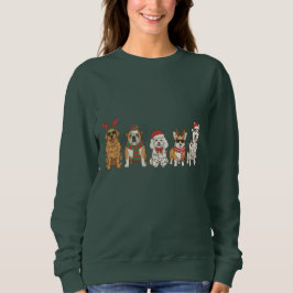 Golden Retriever Bulldog Corgi Husky in Christmas Sweatshirt