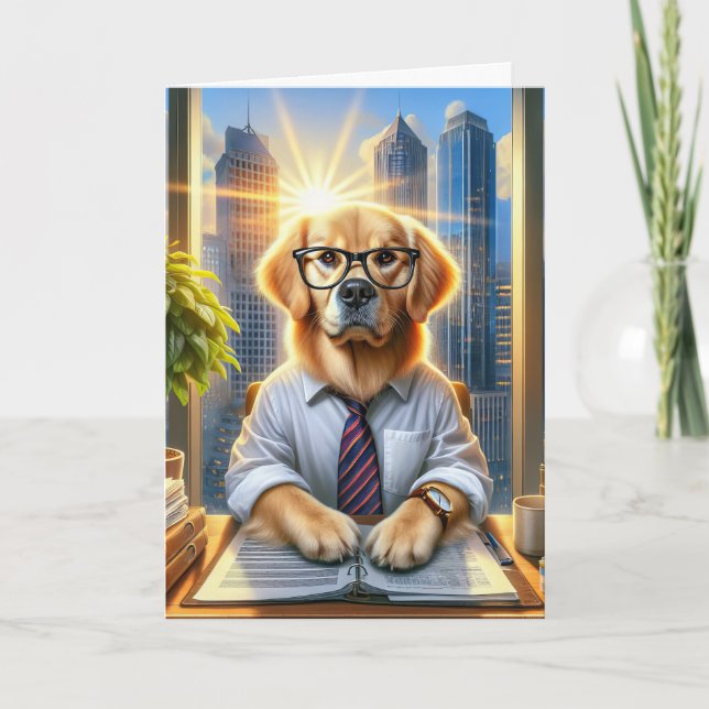 Golden Retriever Businessman für den Vatertag Karte (Vorderseite)