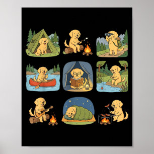 Golden Retriever Camping Süßer Hund Wandern Camper Poster