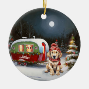 Golden Retriever Caravan Weihnachtsabenteuer Keramik Ornament