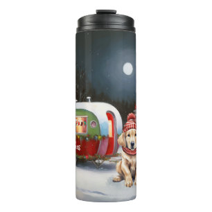 Golden Retriever Caravan Weihnachtsabenteuer Thermosbecher