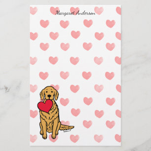 Golden Retriever Cartoon Herz Briefpapier
