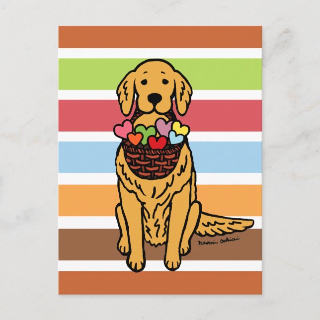 Golden Retriever Cartoon Postkarte (Vorderseite)