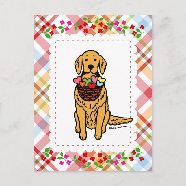 Golden Retriever Cartoon Postkarte (Vorderseite)