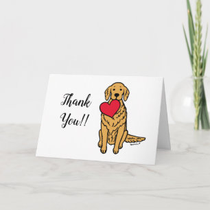 Golden Retriever Cartoon Rotes Herz Vielen Dank Karte