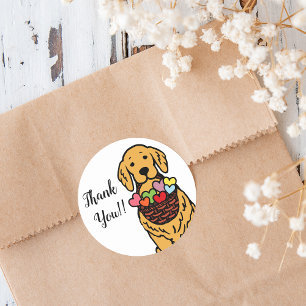 Golden Retriever Cartoon Vielen Dank Runder Aufkleber