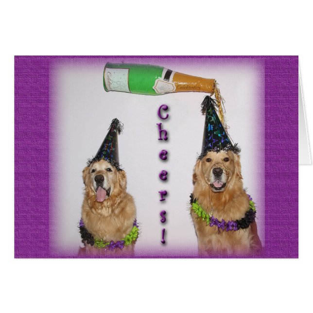 Golden Retriever Champagne New Years (Vorderseite (Horizontal))