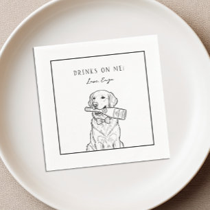 Golden Retriever Champagner Hochzeits Cocktail Ser Serviette