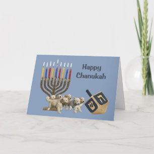 Golden Retriever Chanukah Card Menorah Dreidel4 Feiertagskarte