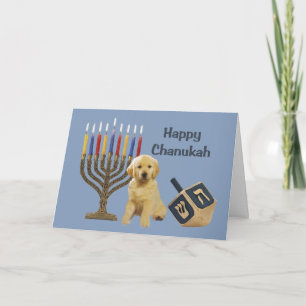 Golden retriever Chanukah Karte Menorah Dreidel5