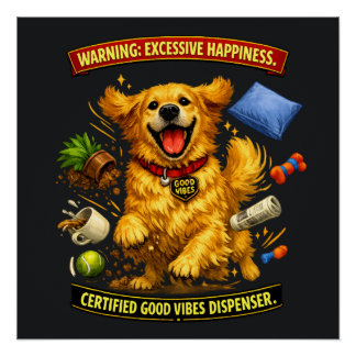 Golden Retriever Chaos-Modus aktiviert Poster