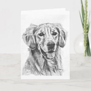 Golden Retriever Charcoal Sketch Karte