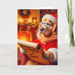 Golden Retriever Checkliste Weihnachtskarte Feiertagskarte