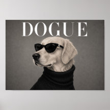 Golden Retriever Chic Fashion Hund Kunst Druck