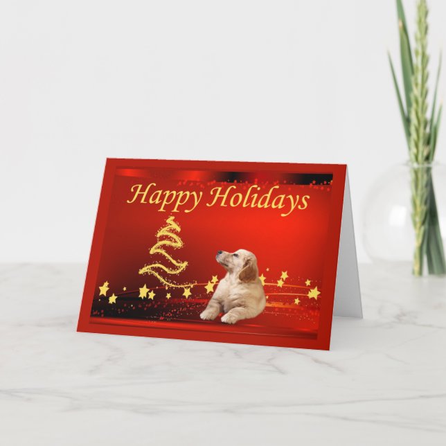 Golden Retriever Christmas Card Stars1 Feiertagskarte (Vorderseite)