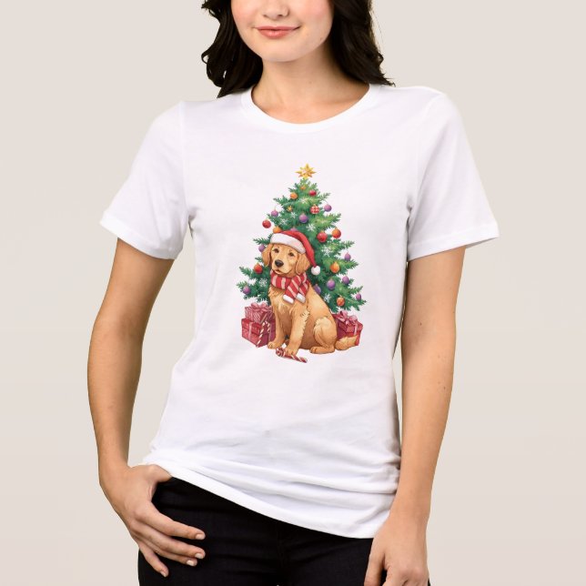 Golden Retriever Christmas Cute Dog Gift Tri-Blend Shirt (Vorderseite)