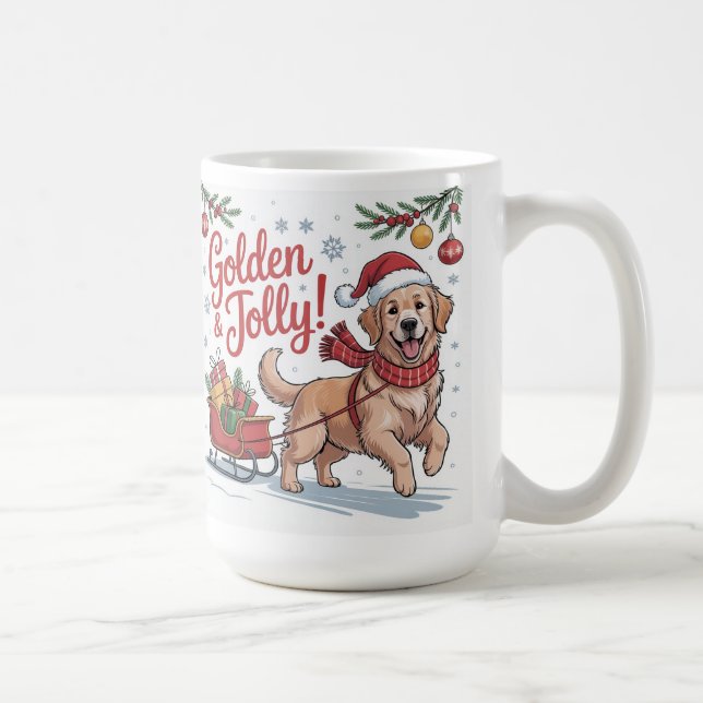Golden Retriever Christmas Golden & Jolly Holiday  Kaffeetasse (Rechts)