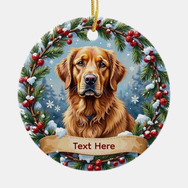 Golden Retriever Christmas Keramik Ornament (Vorne)