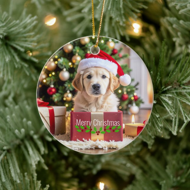 Golden Retriever Christmas Keramik Ornament (Baum)