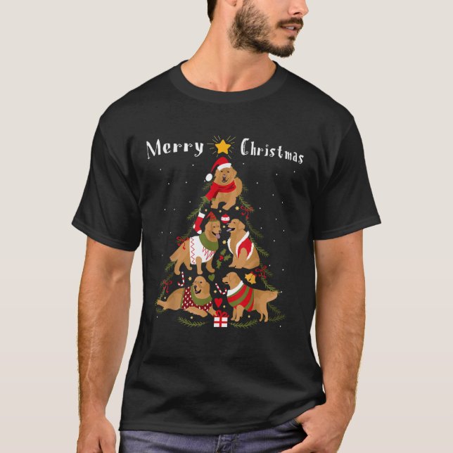 Golden Retriever Christmas Tree Xmas Dog Lover  T-Shirt (Vorderseite)