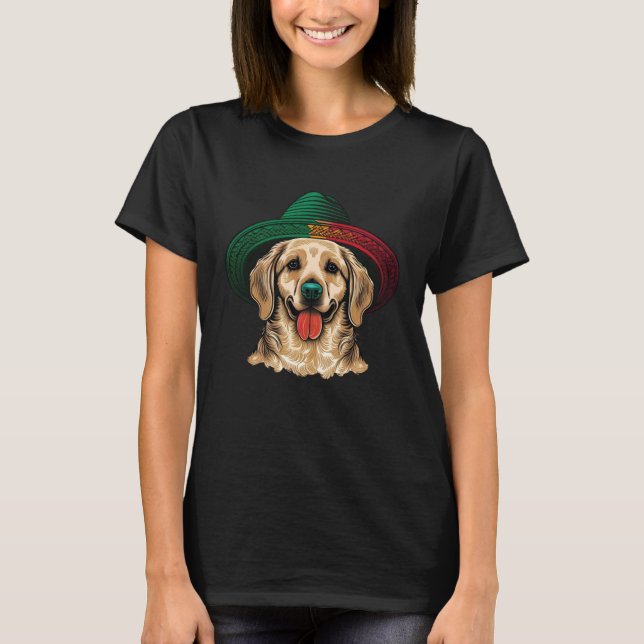 Golden Retriever Cinco De Mayo Mexican Sombrero Fi T-Shirt (Vorderseite)