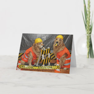 Golden Retriever Construction Birthday Karte
